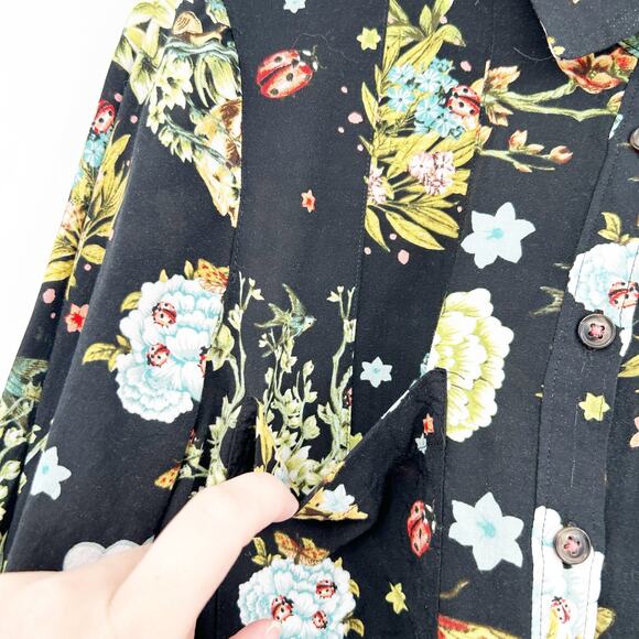 MAEVE By Anthropologie Womens Whimsy Floral Print Button Down Blouse Size 4 - Picture 6 of 8